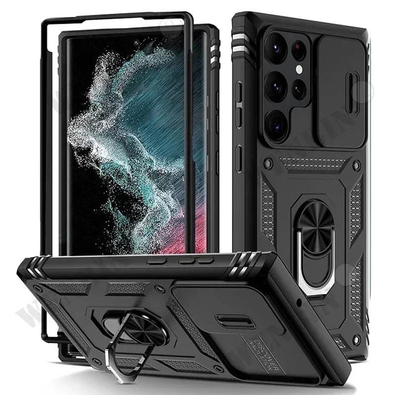 Heavy Duty Case for Samsung S25/S24/S23 & A Series – 360° Kickstand