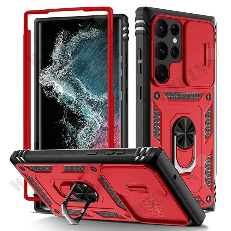 Heavy Duty Case for Samsung S25/S24/S23 & A Series – 360° Kickstand