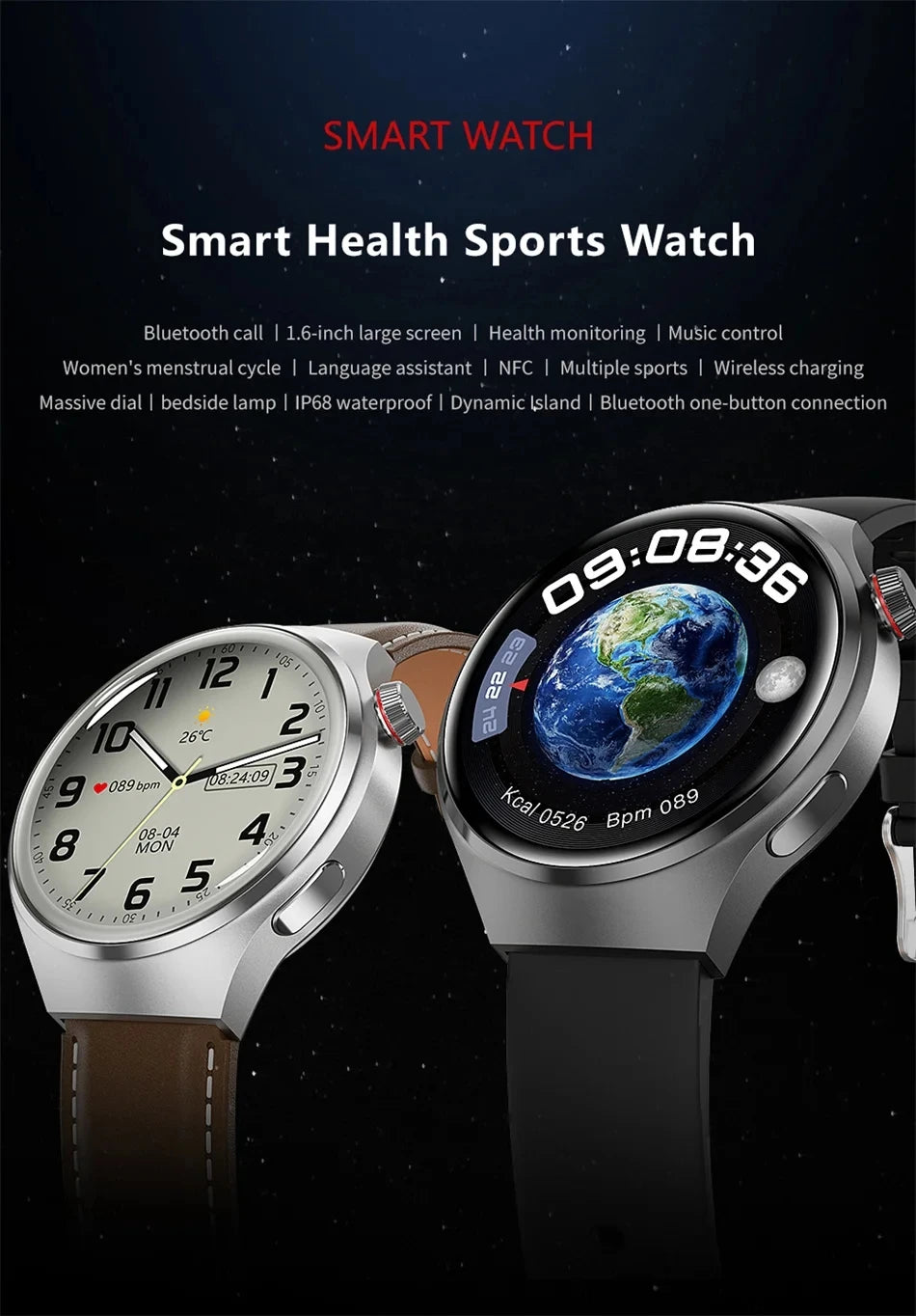 Galaxy S20–S27 & Note20 Smartwatch – Full Touch, Bluetooth Call & Heart Rate for Men & Women