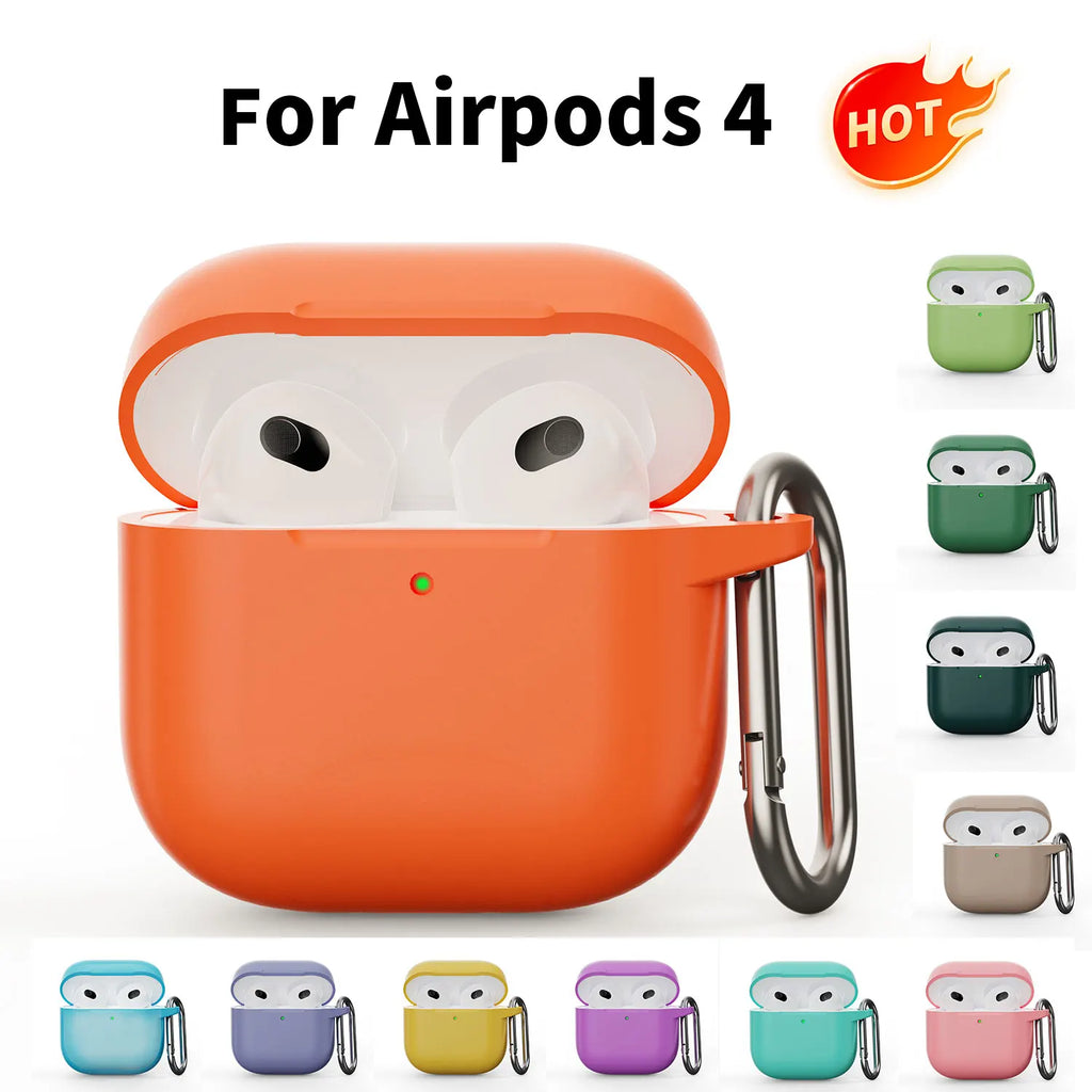 Soft Silicone AirPods Case – 2025 Thickened Solid Color Cover