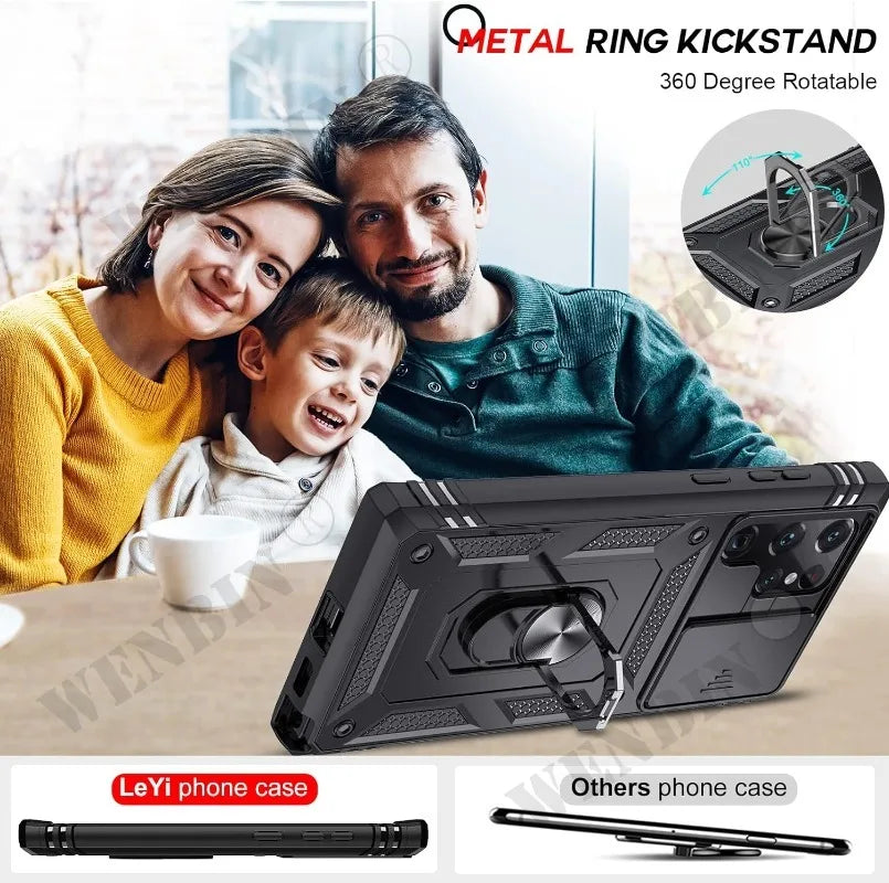 Heavy Duty Case for Samsung S25/S24/S23 & A Series – 360° Kickstand
