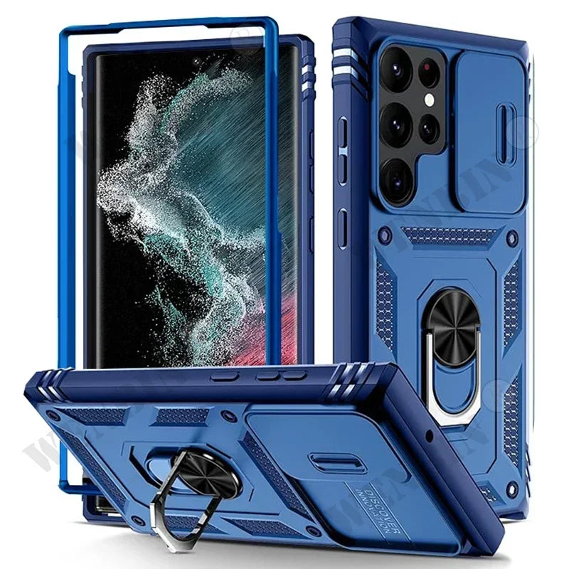 Heavy Duty Case for Samsung S25/S24/S23 & A Series – 360° Kickstand