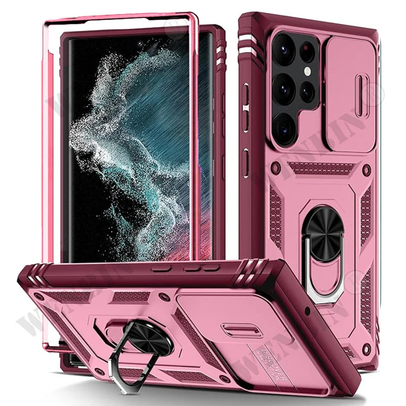 Heavy Duty Case for Samsung S25/S24/S23 & A Series – 360° Kickstand