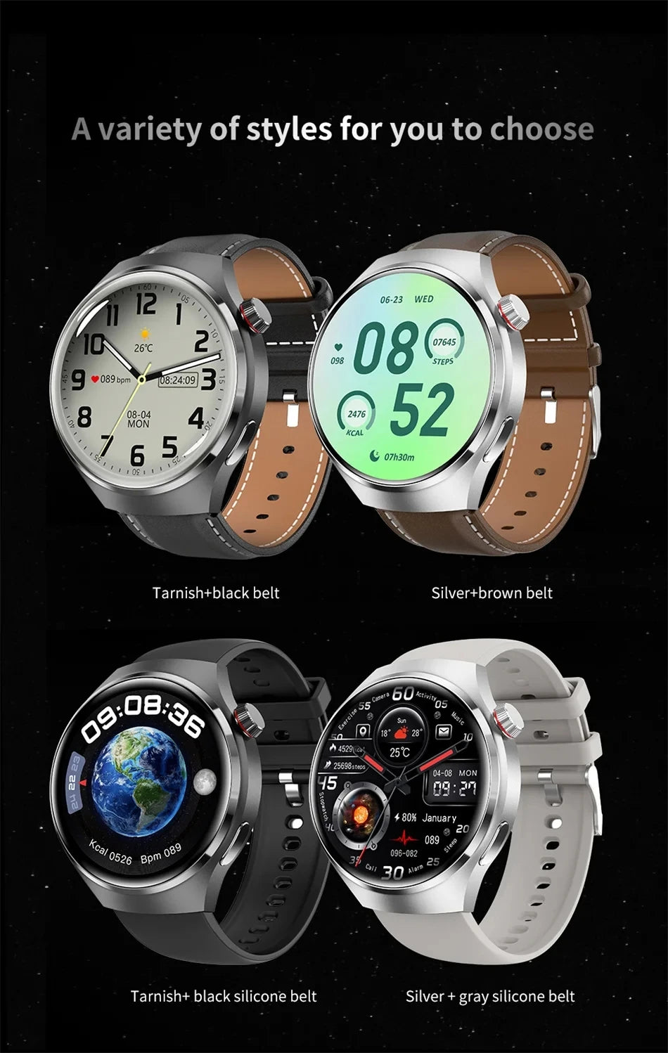Galaxy S20–S27 & Note20 Smartwatch – Full Touch, Bluetooth Call & Heart Rate for Men & Women