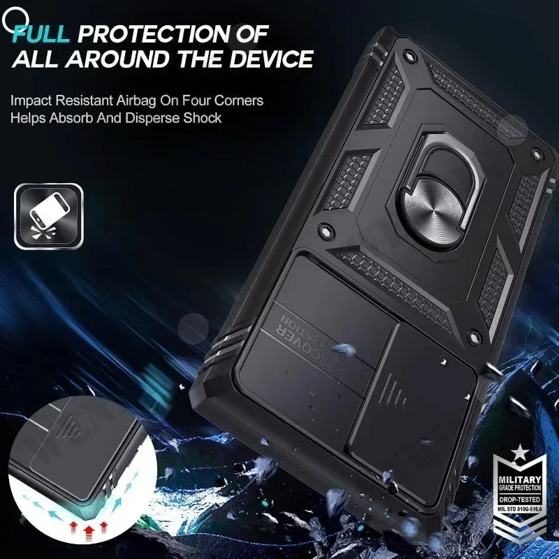 Heavy Duty Case for Samsung S25/S24/S23 & A Series – 360° Kickstand