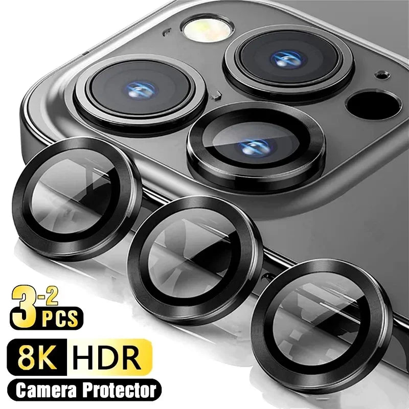 Metal Ring Camera Lens Protector – Full Coverage for iPhone 14–17 Pro/Pro Max (2–3 PCS)