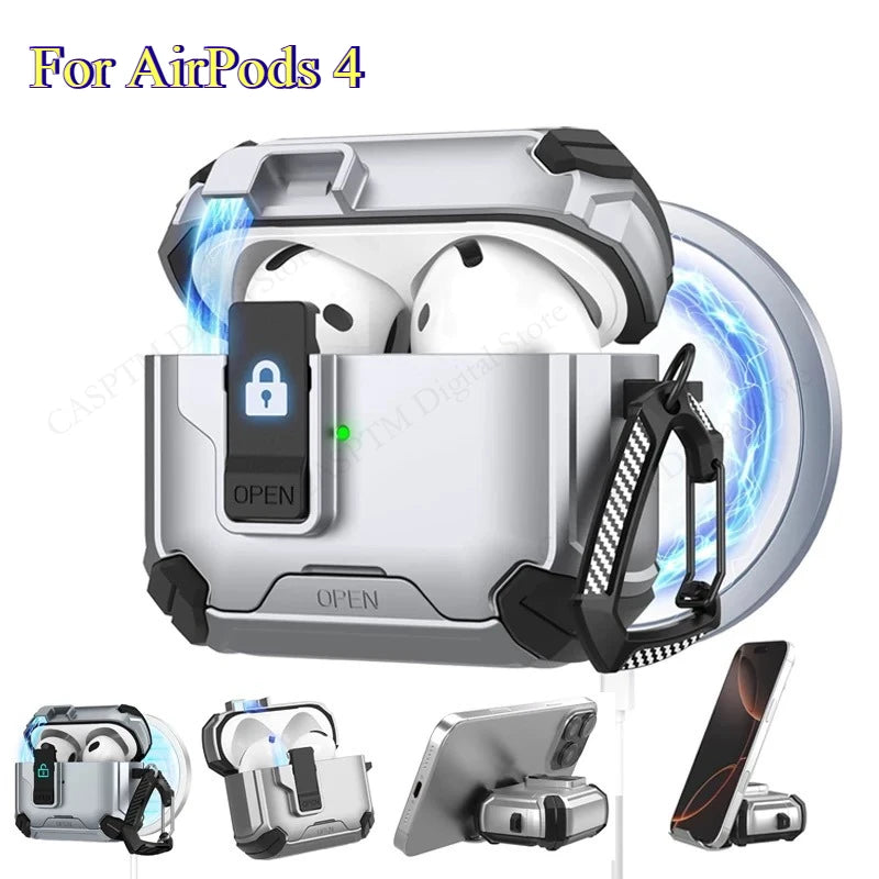 Magnetic AirPods Case with Stand – Anti-Fall & Stylish Design