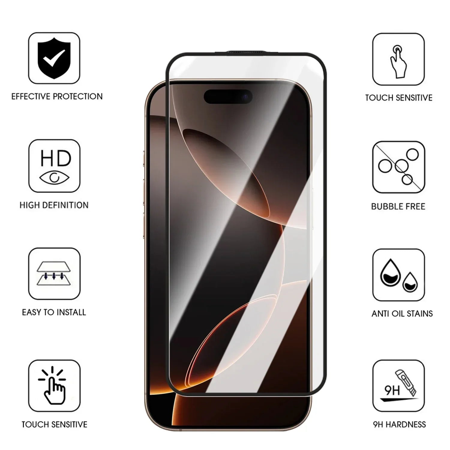 HD Tempered Glass for iPhone 16 & 17 Series – 9H Hardness
