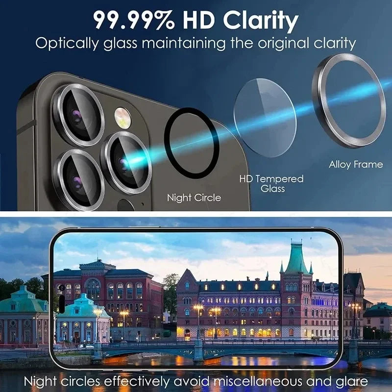 Metal Ring Camera Lens Protector – Full Coverage for iPhone 14–17 Pro/Pro Max (2–3 PCS)