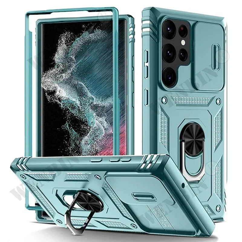 Heavy Duty Case for Samsung S25/S24/S23 & A Series – 360° Kickstand