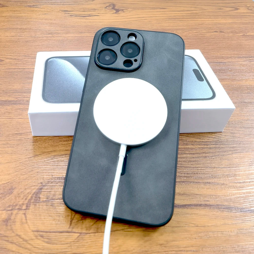 Premium PU Leather Deer Case – MagSafe & Wireless Charging for iPhone 11–17