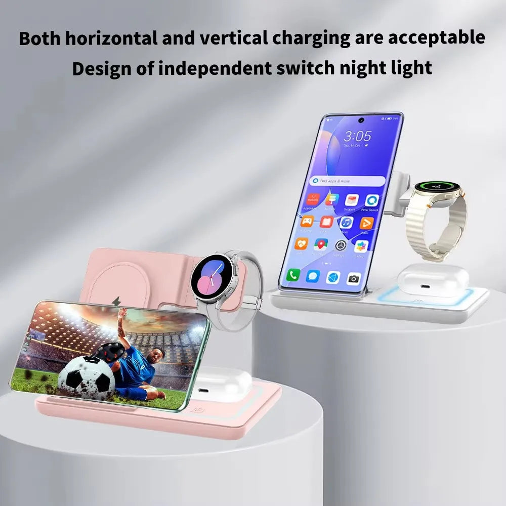 3-in-1 100W Foldable Fast Wireless Charger Stand – Samsung S23/S24 & Galaxy