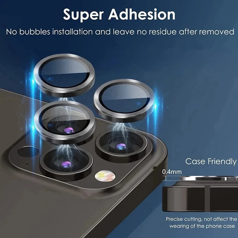 Metal Ring Camera Lens Protector – Full Coverage for iPhone 14–17 Pro/Pro Max (2–3 PCS)