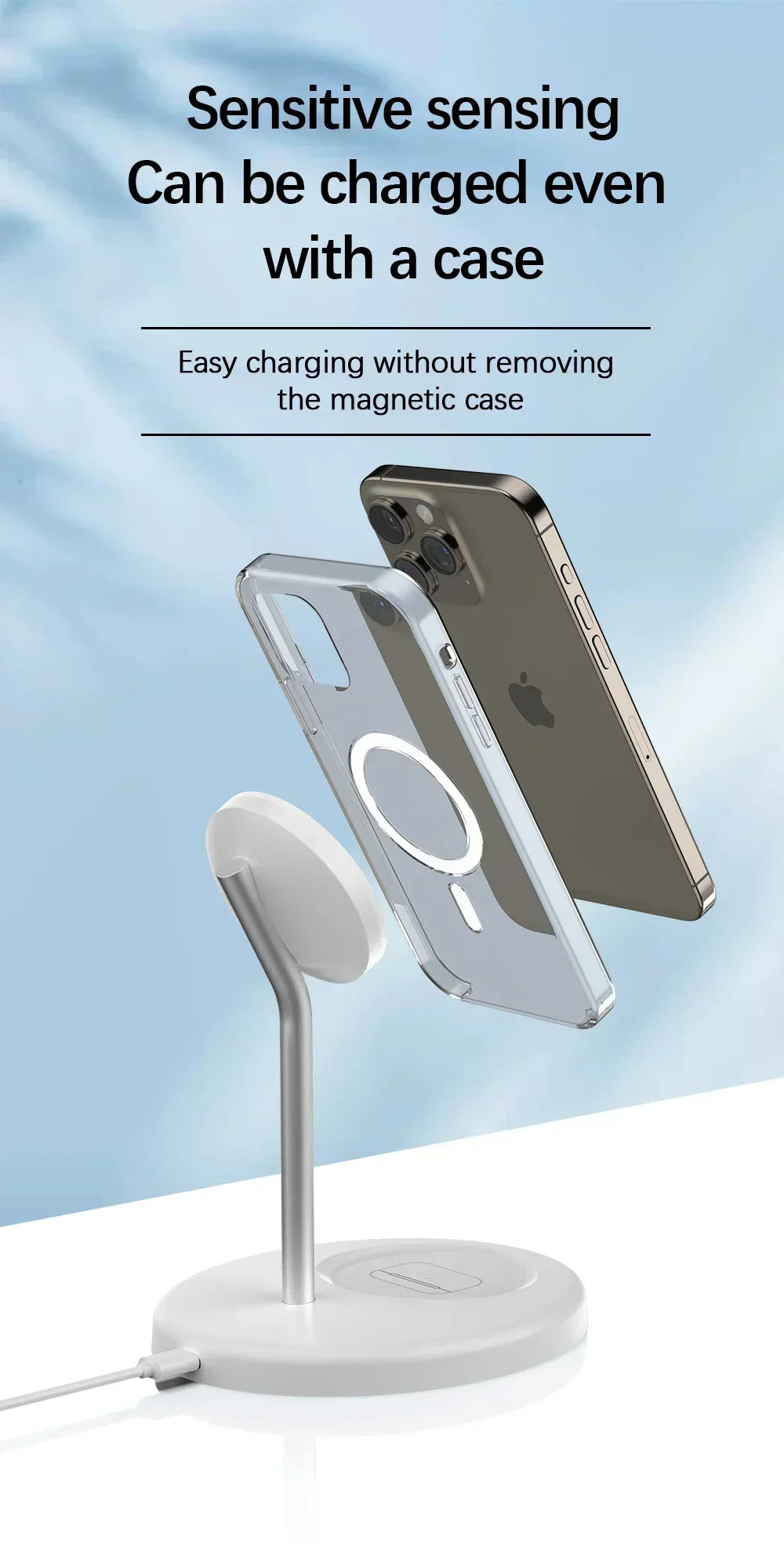 2-in-1 Magnetic Wireless Charging Stand – Fast MagSafe Charger for iPhone 12–17 & AirPods