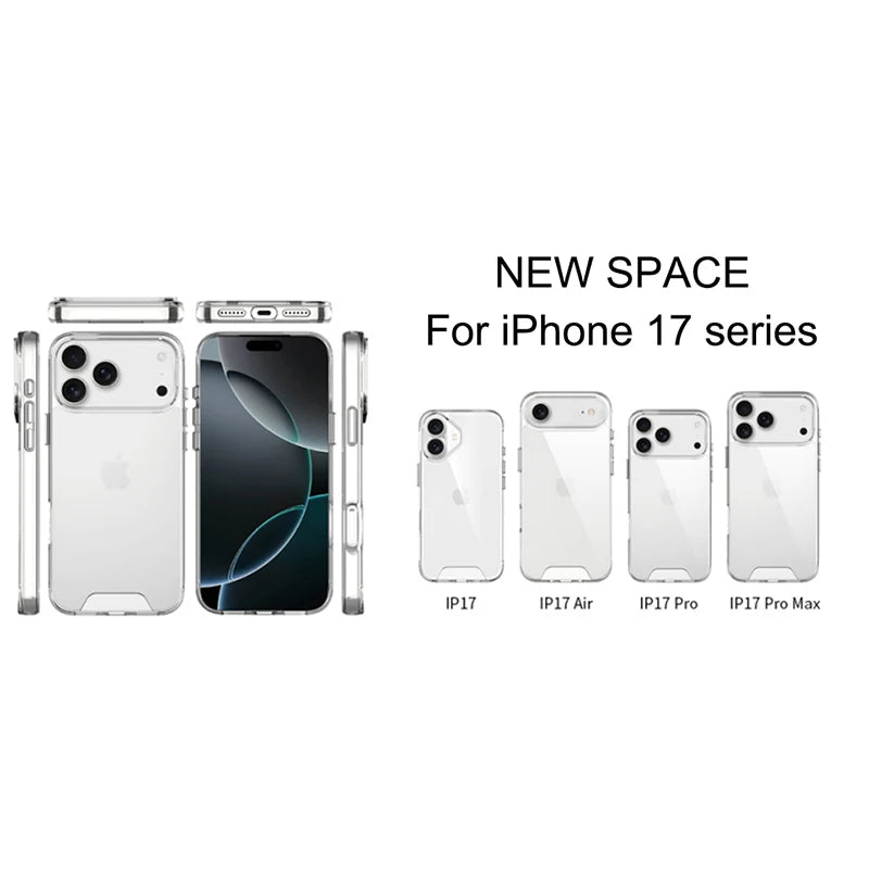 Shockproof Clear Case for iPhone 17 Pro Max – TPU + Hard Back