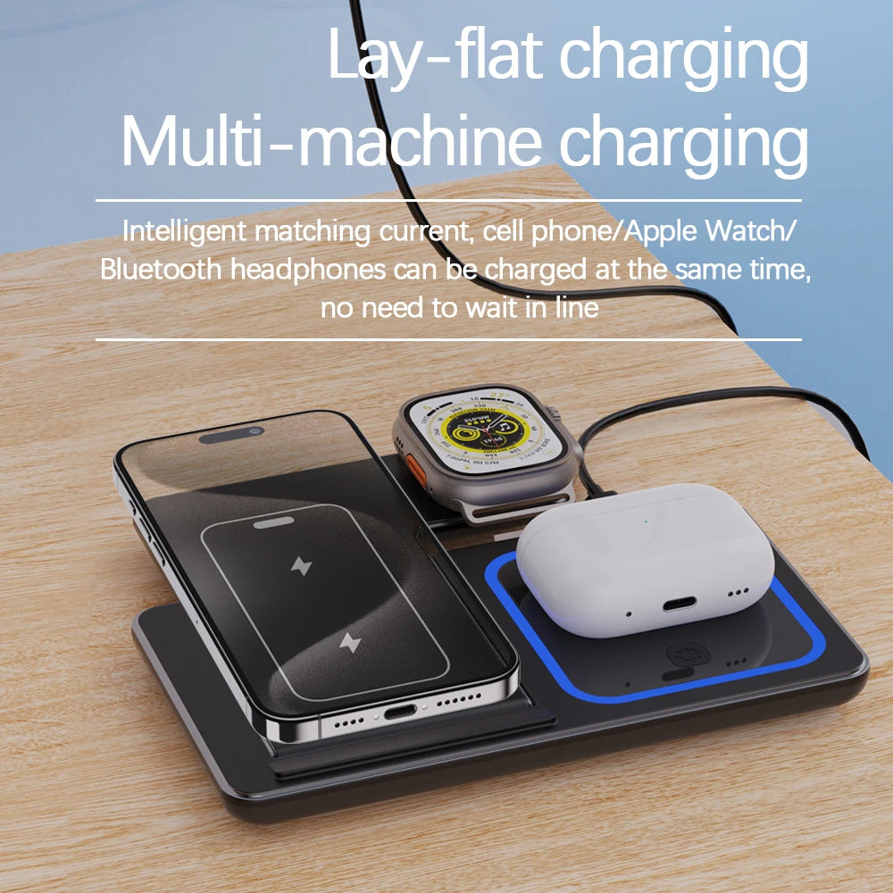 MagSafe 100W 3-in-1 Fast Wireless Charger – Foldable Dock for iPhone & Apple Devices
