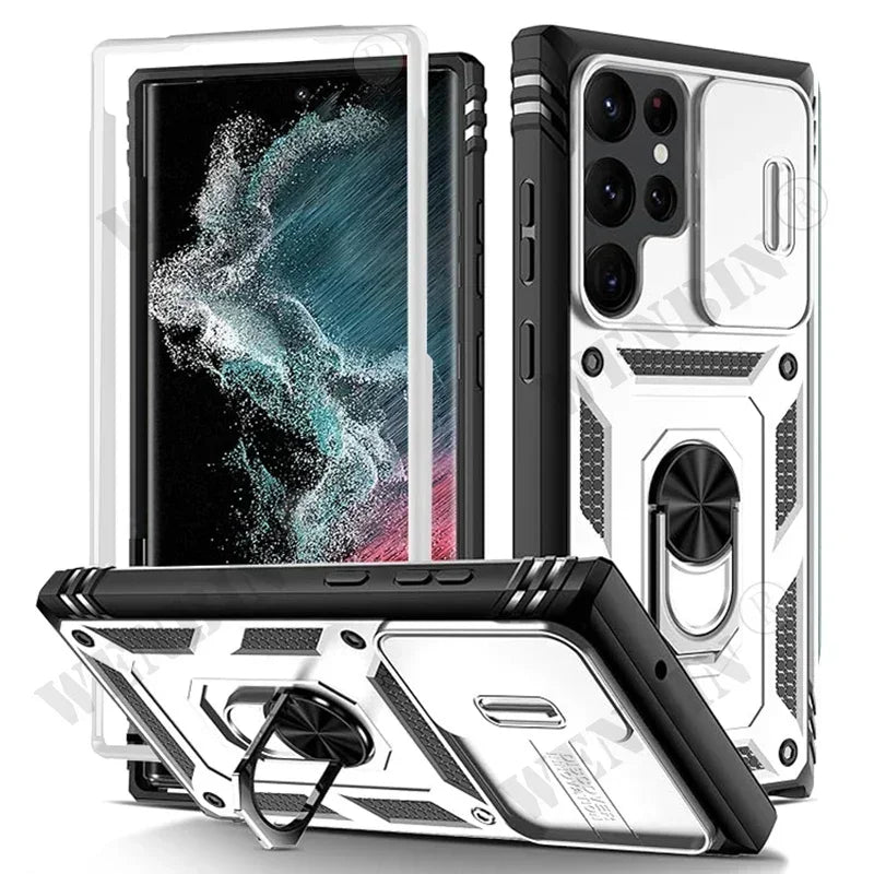 Heavy Duty Case for Samsung S25/S24/S23 & A Series – 360° Kickstand