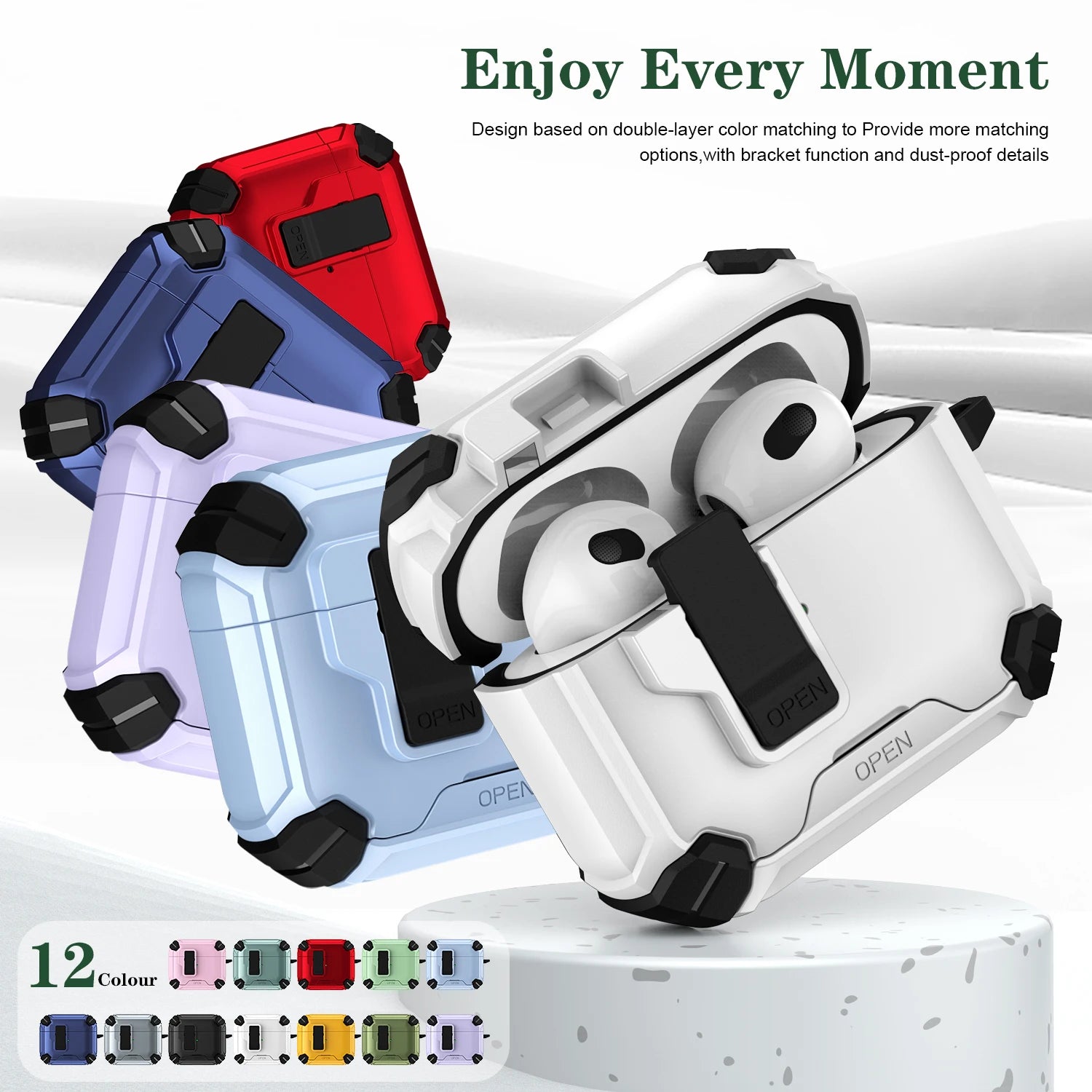 Magnetic AirPods Case with Stand – Anti-Fall & Stylish Design